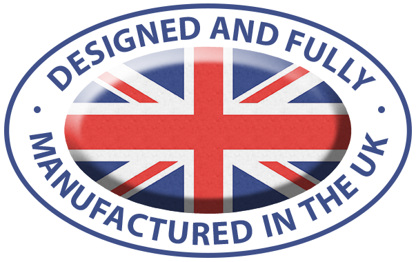 designed manufactured blue logo