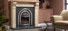 comtemporary cast iron fireplace gas Durham mantelpiece