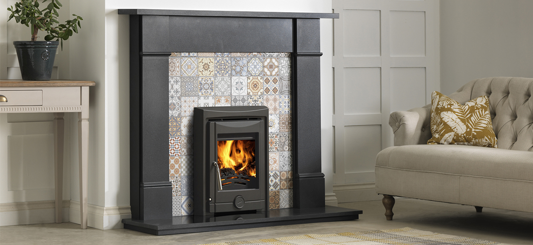 cast iron multifuel inset stove Flat Victorian mantelpiece