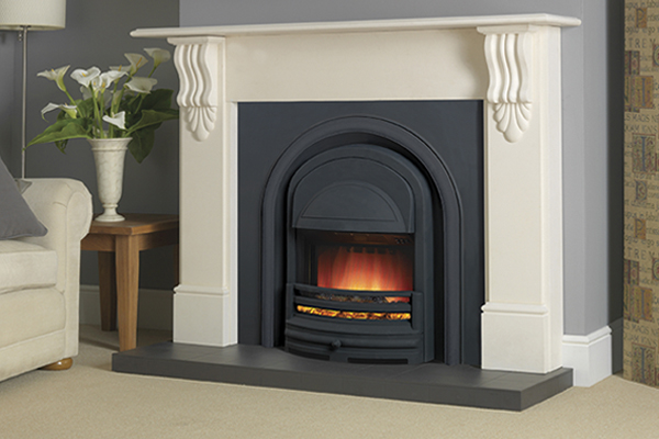 victorian corbel limestone mantelpiece + royal cast iron insert