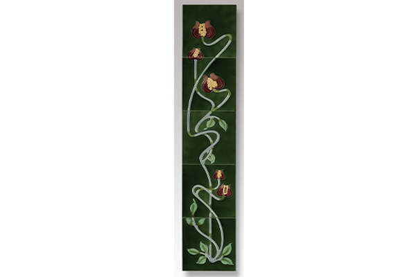 Mediterranean Poppy Tile Green Burgundy