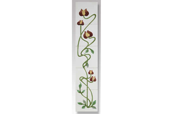 Mediterranean Poppy Tile Ivory Burgundy